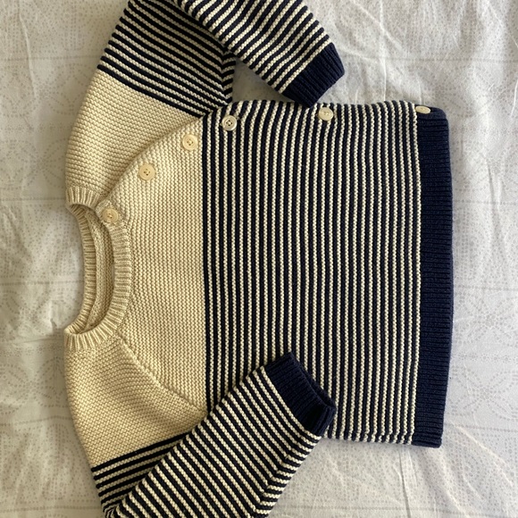 Baby GAP navy/creme stripe pullover EUC - Picture 3 of 8
